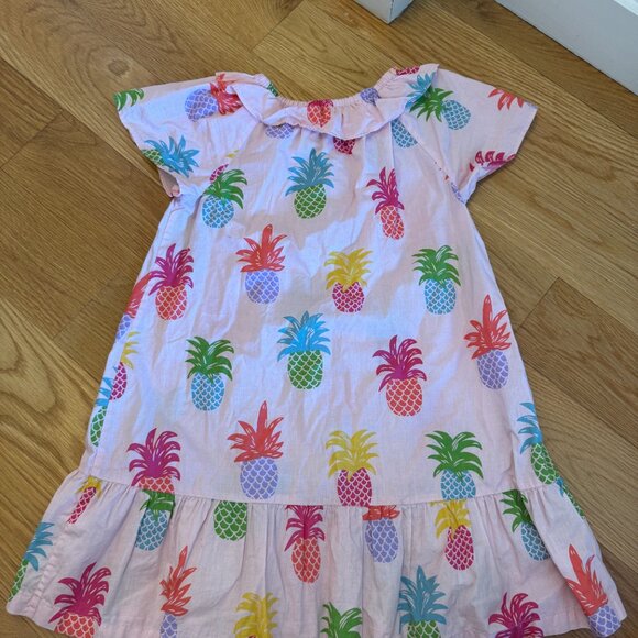 Mini Boden Girls' Printed Pull-On Holiday Dress - Pink Pineapples, Size 6-7 - Picture 3 of 4